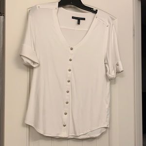White House black market button blouse gold button